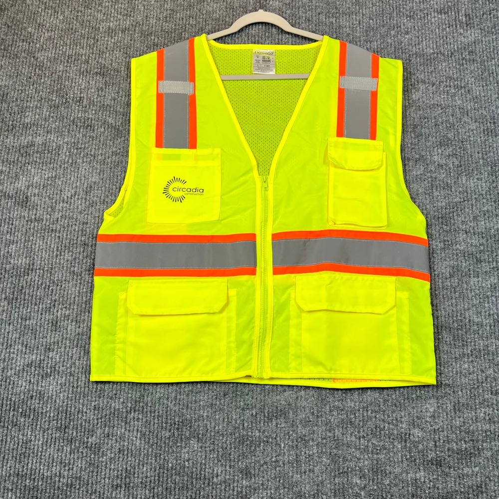 Kishigo Safety Vest 1163 Polyester Mesh High Visibility Circadia Construction L